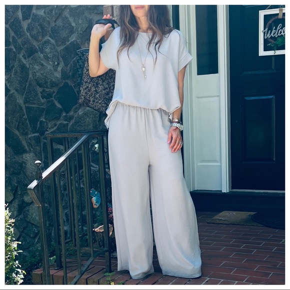 MADE IN FRANCE! FABULOUS WIDE LEG PANT AND TUNIC TOP 2 PIECE SET - Picture 8 of 9